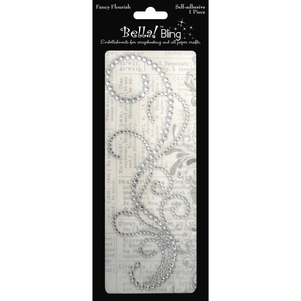 Bella! Bling Fancy Flourish CLEAR Self Adhesive Embellishment 1 pc