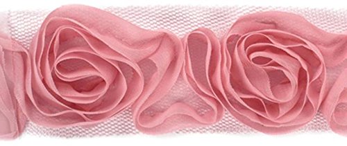 American Crafts Premium RIBBON ROSES BLUSH 1yd X 1 1/2" Trim