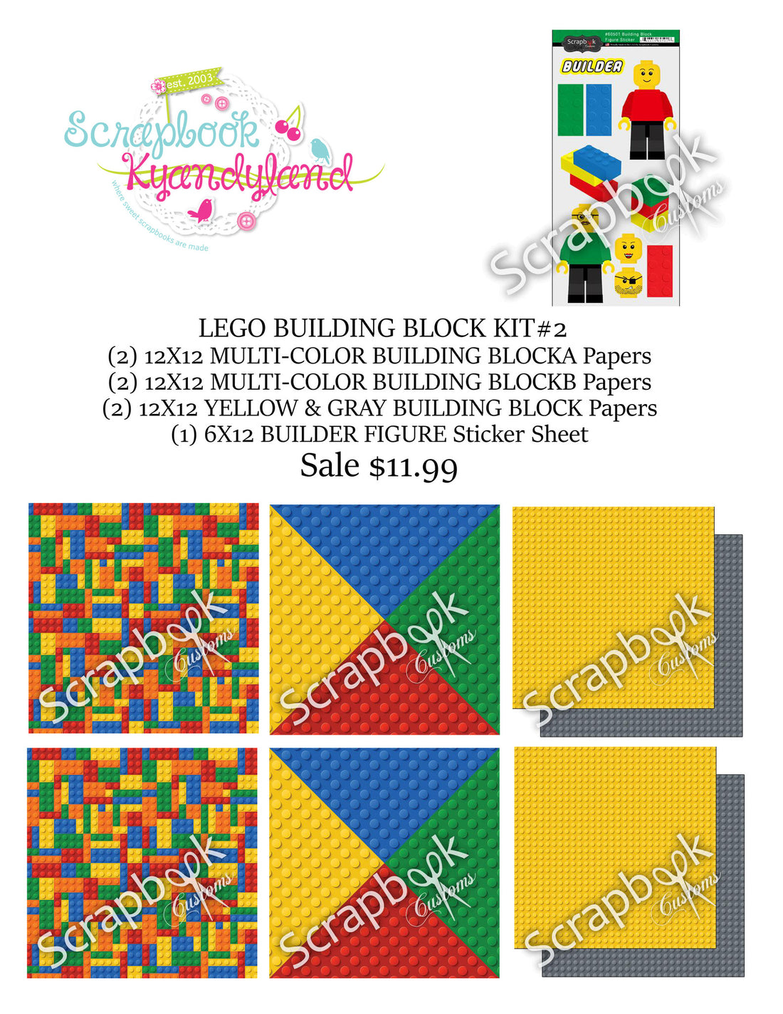LEGO SCRAPBOOK KIT 16pc Custom Building Blocks World 