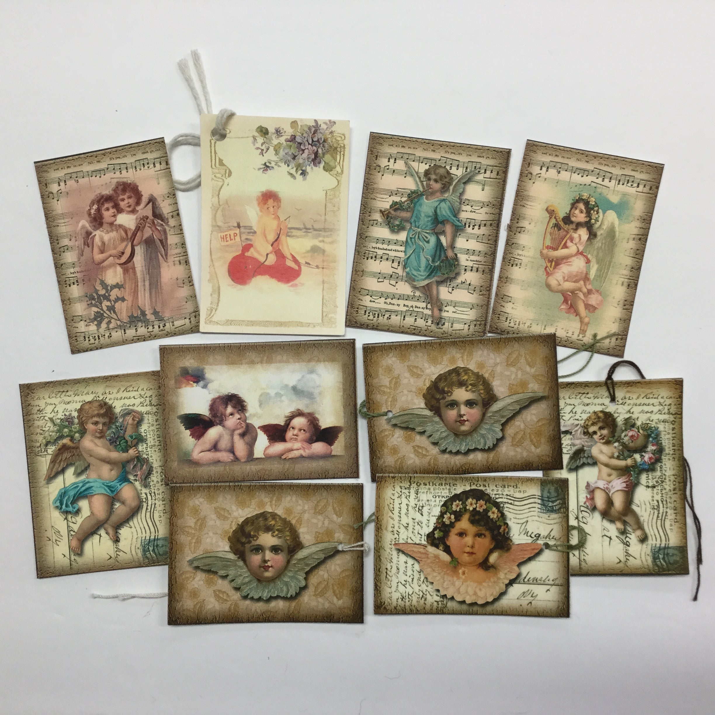 Tags & Ephemera 7pc VINTAGE CHERUBS & ANGELS Scrapbooksrus