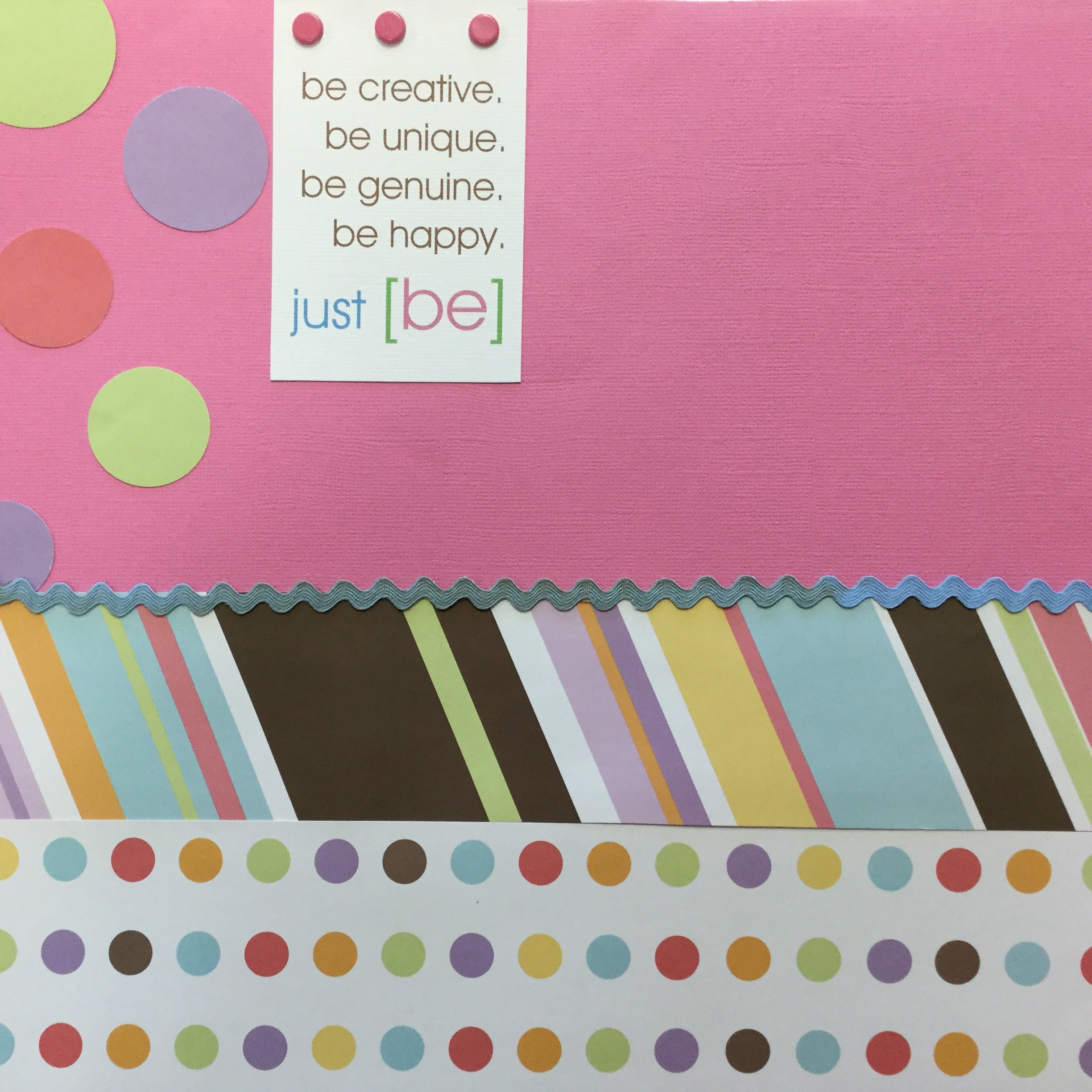 Premade Page BE CREATIVE BE UNIQUE (1) 12"x12" Scrapbook Scrapbooksrus