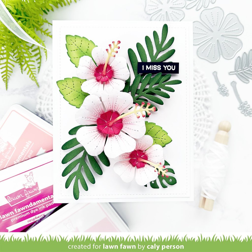 Lawn Cuts HAPPY HIBISCUS Custom Craft Dies 8pc Scrapbooksrus