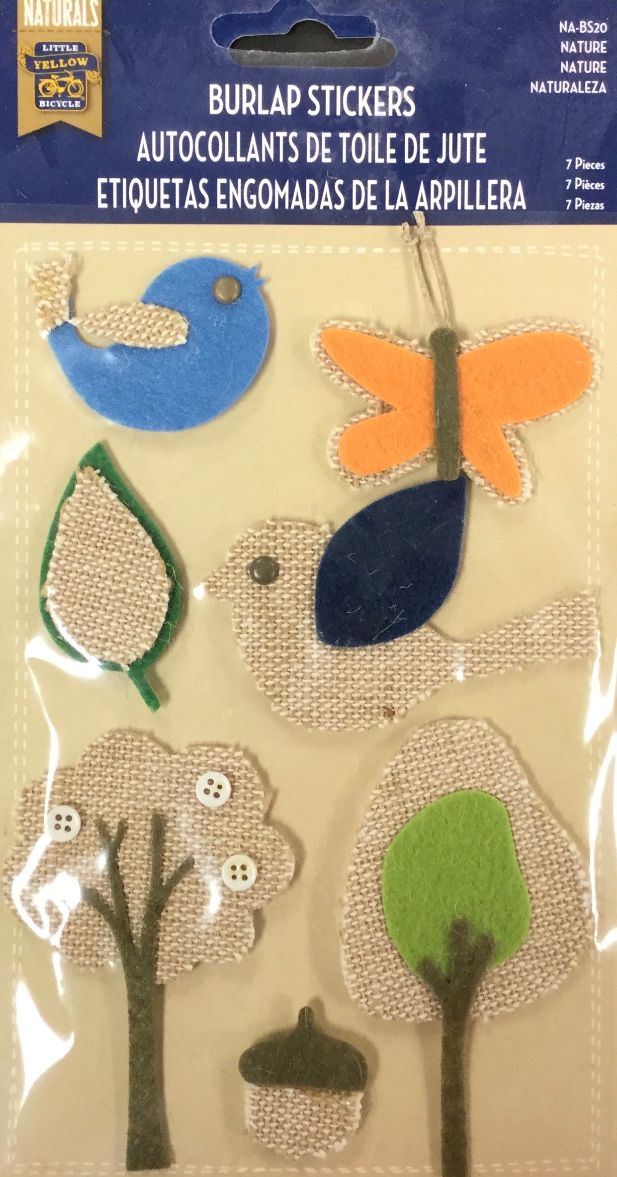 Little Yellow Bicycle Naturals NATURE Burlap Stickers 7 pc Scrapbooksrus