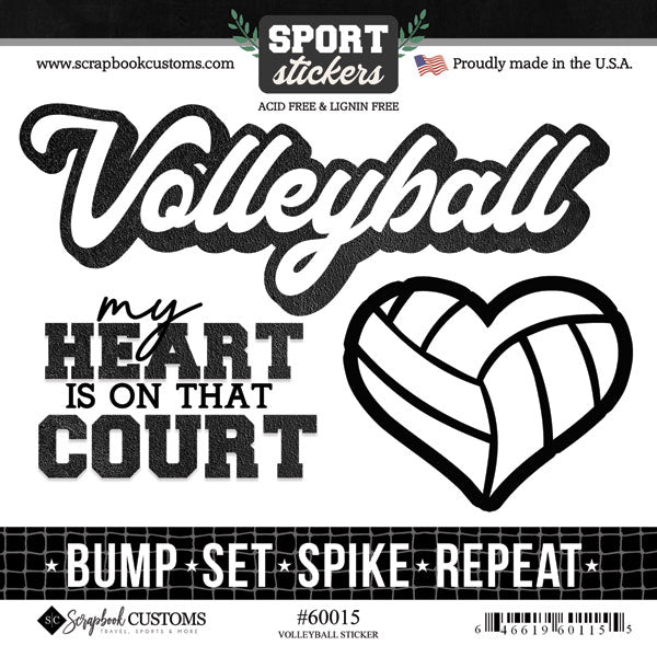 VOLLEYBALL LOVE Papers & Sticker Kit 5pc Scrapbooksrus