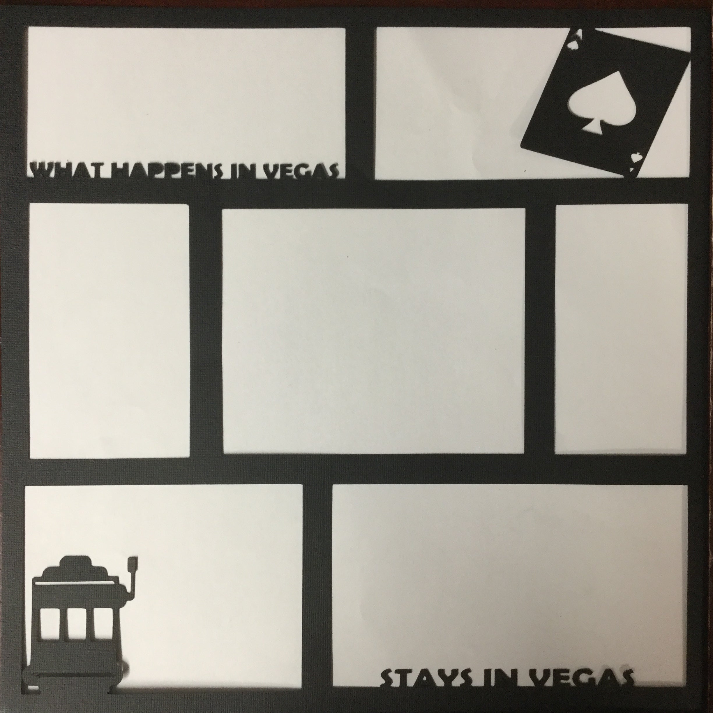 Page Frame WHAT HAPPENS IN VEGAS Black 12"x12" Scrapbook Overlay LV Scrapbooksrus