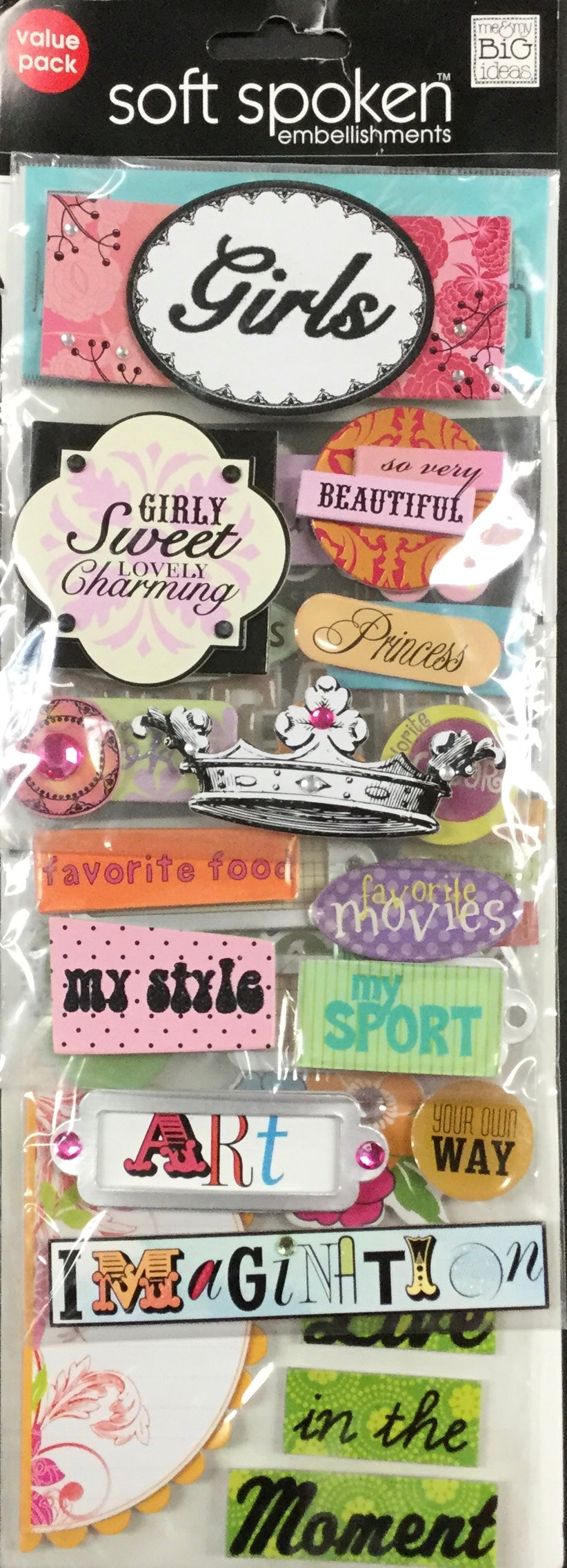 Me & My Big Ideas SOFT SPOKEN Embellishments Value Pack Scrapbooksrus