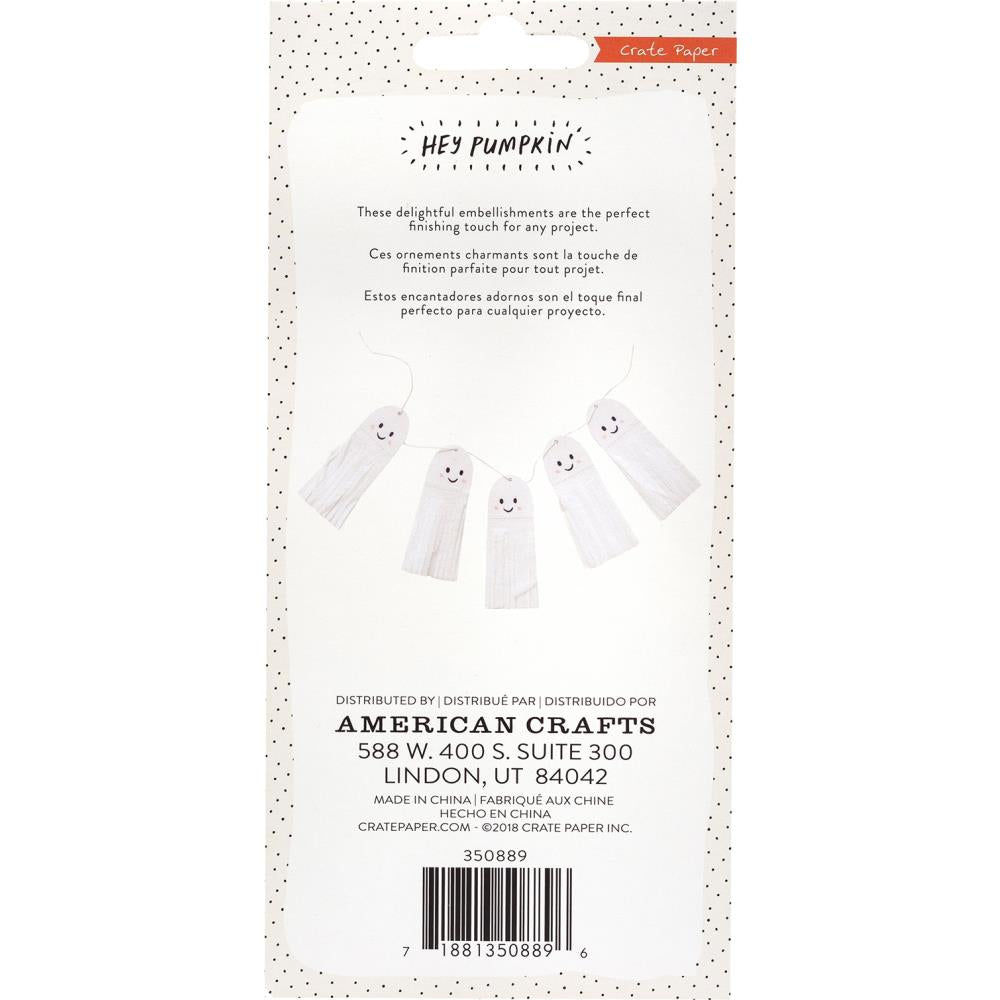 Crate Paper Hey Pumpkin GHOST TASSELS 10pc. Scrapbooksrus