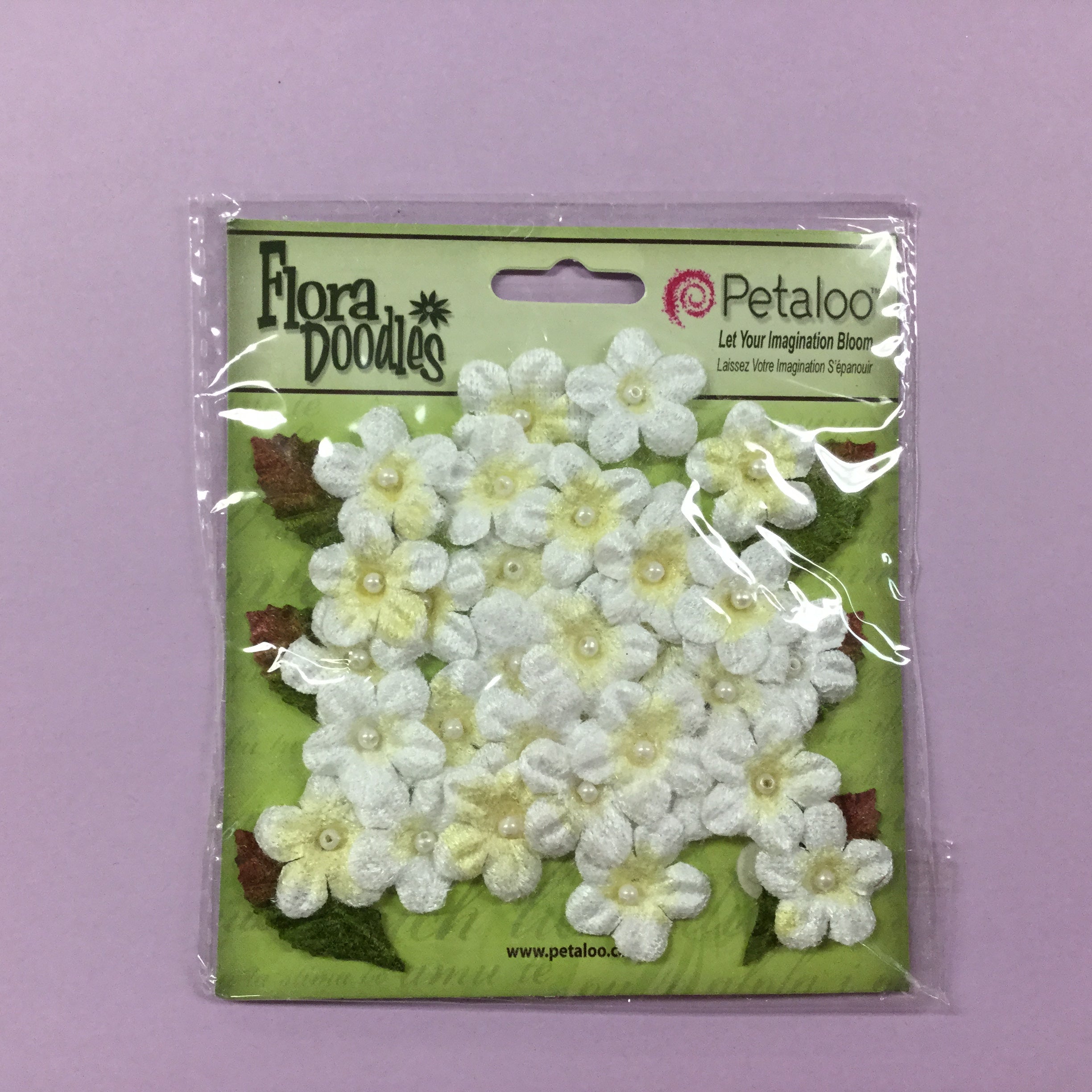 Petaloo Flora Doodles Forget Me Nots WHITE 40pc Scrapbooksrus
