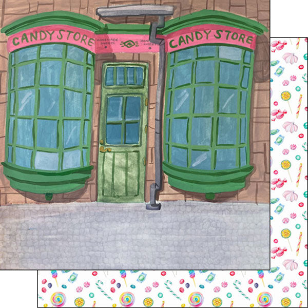 CANDY STORE WATERCOLOR DS 12X12 Scrapbook Customs Sheet Scrapbooksrus