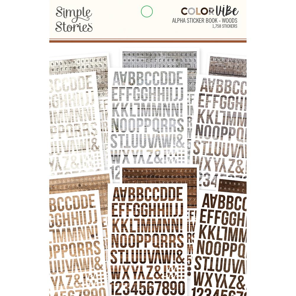 Simple Stories Color Vibe WOODS Alpha Sticker Book Scrapbooksrus