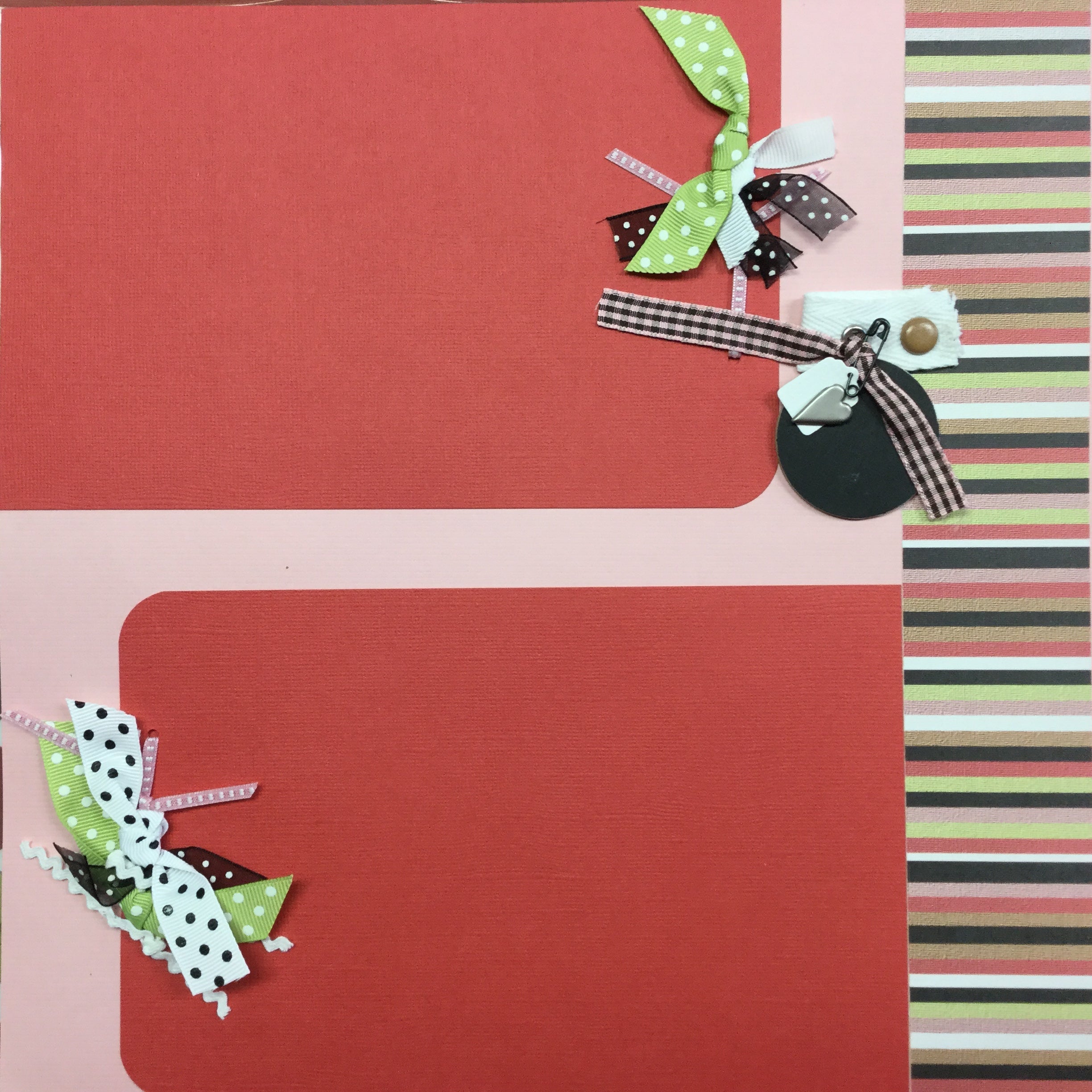 Premade Pages WHITE DOTS & STRIPES 12"X12" Scrapbook Page Scrapbooksrus