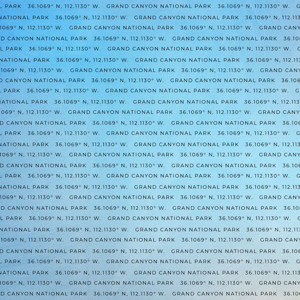 USA Arizona GRAND CANYON Coordinates DS 12x12” Paper