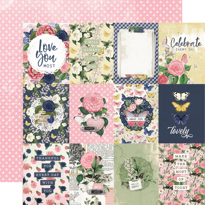 Simple Stories Simple Vintage INDIGO GARDEN Chipboard Stickers 30pc Scrapbooksrus