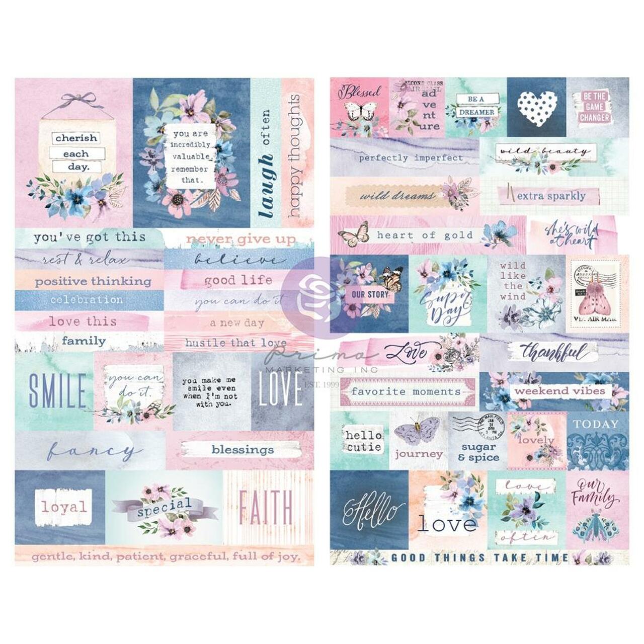 Prima WATERCOLOR FLORAL Stickers 2 Sheets Scrapbooksrus