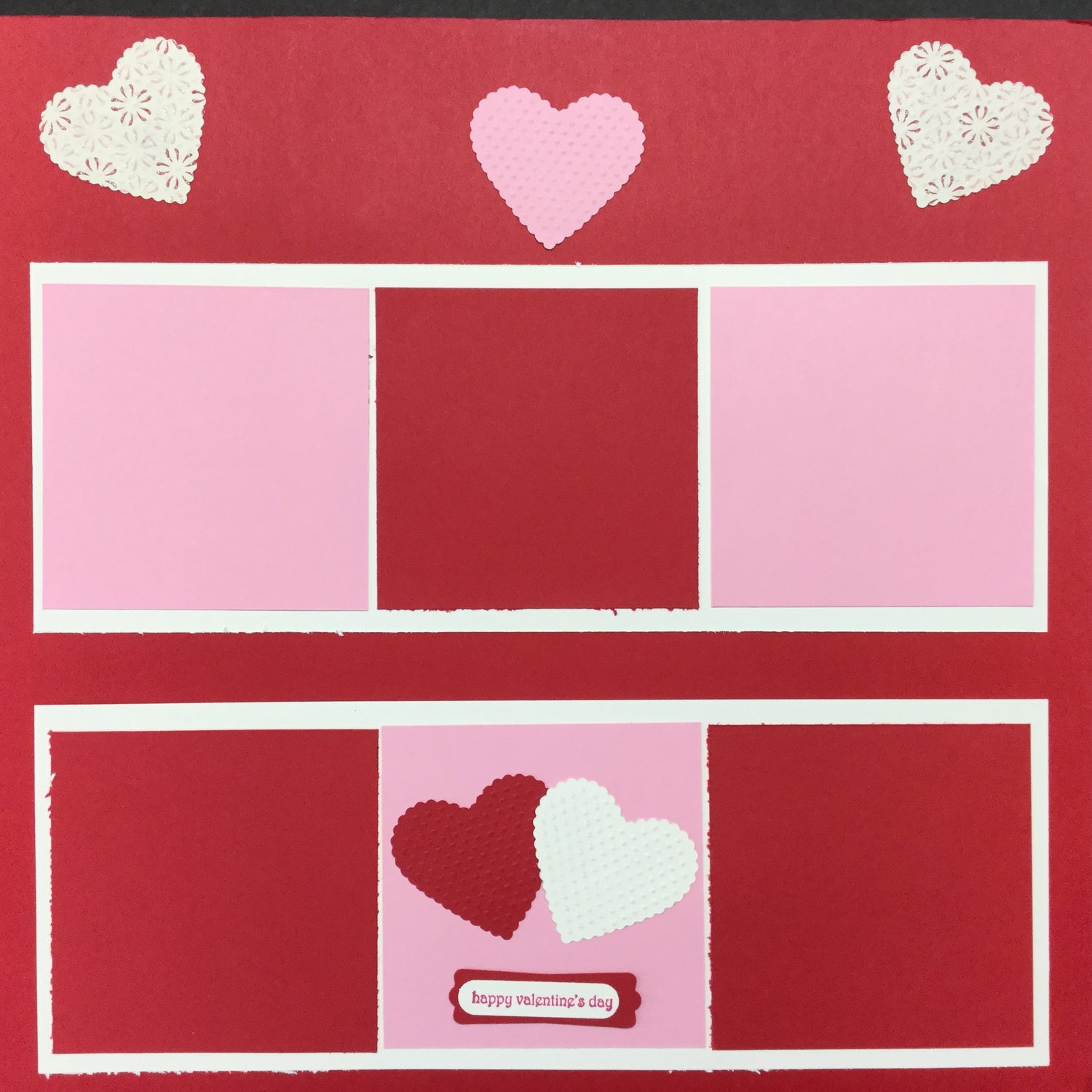 Premade Pages HAPPY VALENTINES DAY (2) 12"X12" Scrapbook Pages Scrapbooksrus