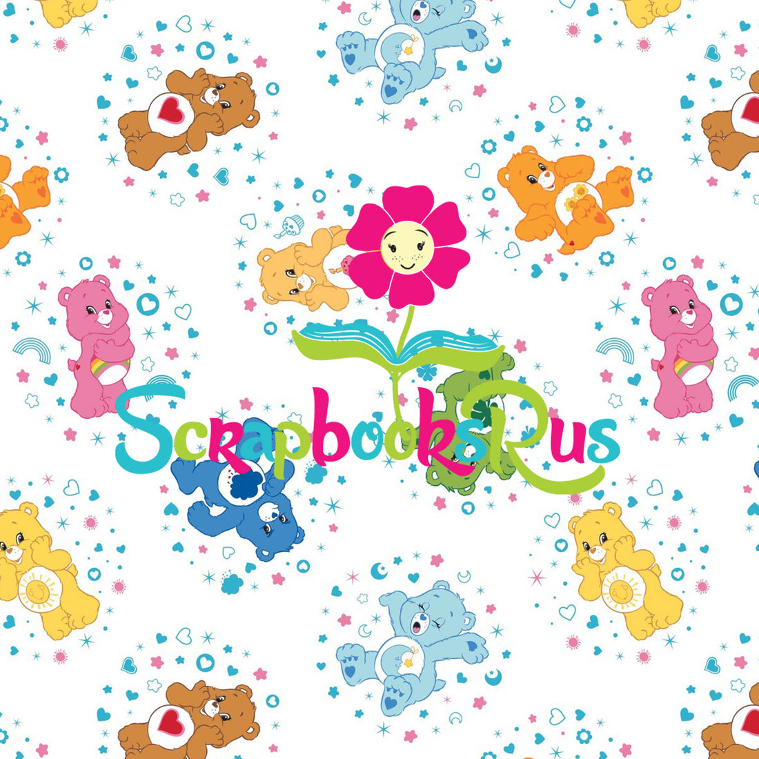 Care Bears BELLY BADGES 12"x12" Cartoon Scrapbook Paper