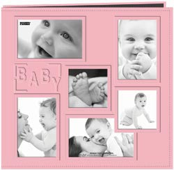 Pioneer Photo Albums Dreamy Pink Baby Fabric Frame Cover Scrapbook - 12 inch x 12 inch