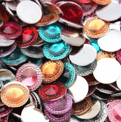 COLOR RHINESTONE Mixed Gems 9pc 5/8" - Scrapbook Kyandyland