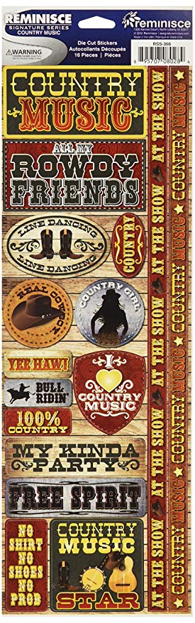 Reminisce Signature Series COUNTRY MUSIC DieCut Stickers 16pc Scrapbooksrus