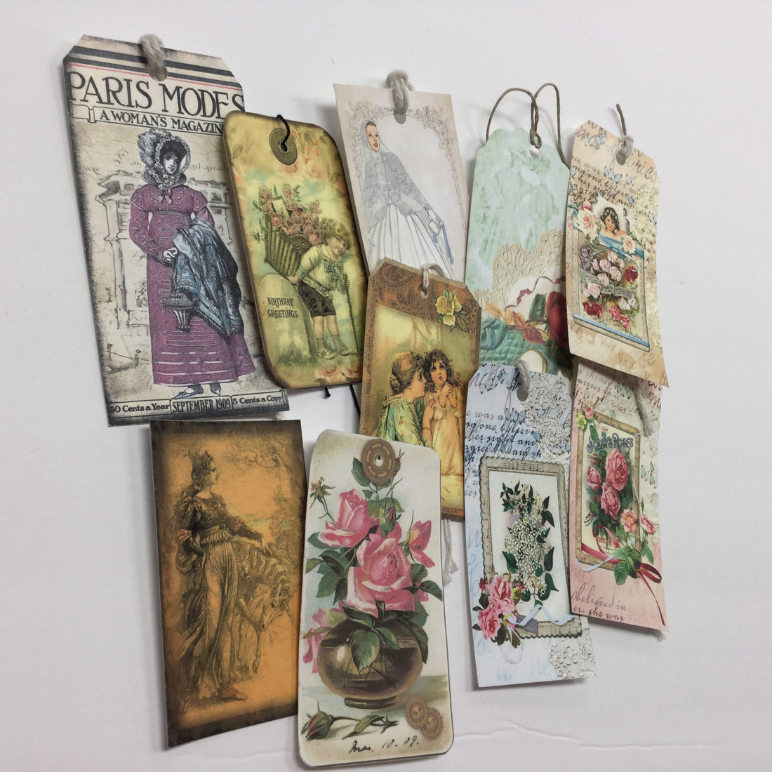 Tags & Ephemera 10pc VICTORIAN ROSES TAGS Scrapbooksrus