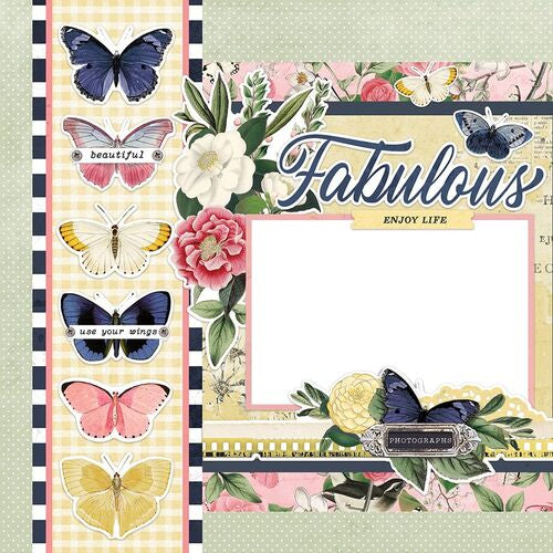 Simple Stories Simple Vintage INDIGO GARDEN Chipboard Stickers 30pc Scrapbooksrus
