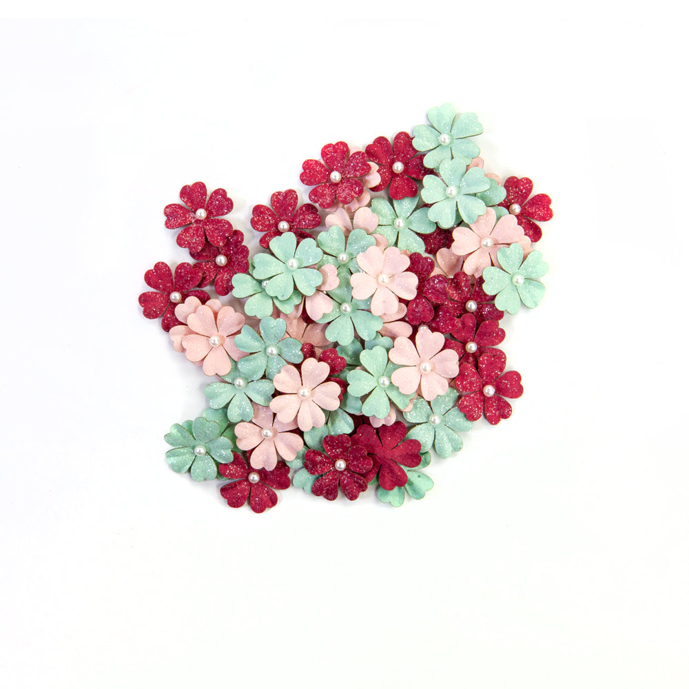 Prima Pretty Mosaic CARMELIAN Flowers 60pc Scrapbooksrus