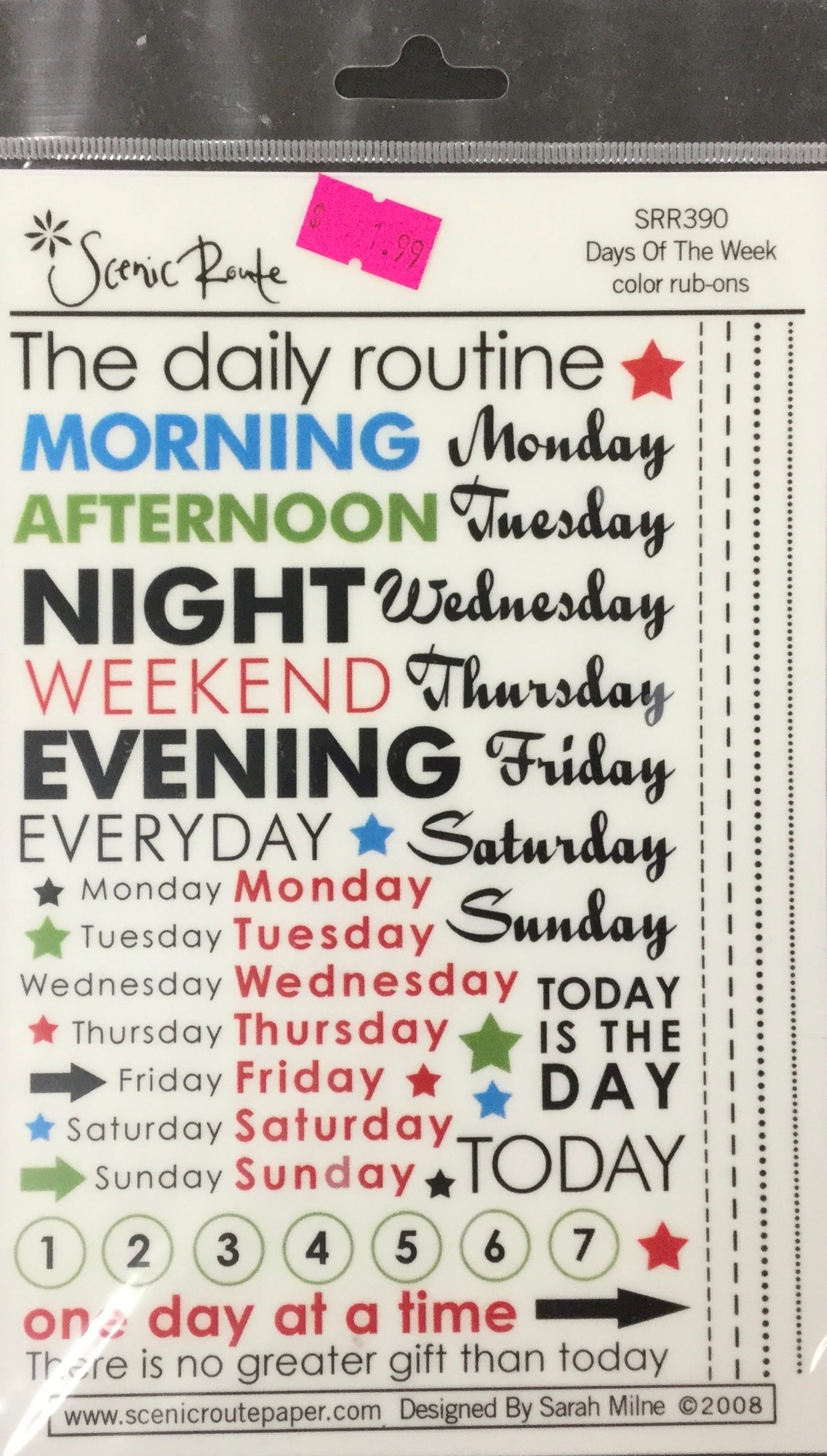 Scenic Route DAYS OF THE WEEK Color Rubons Scrapbooksrus