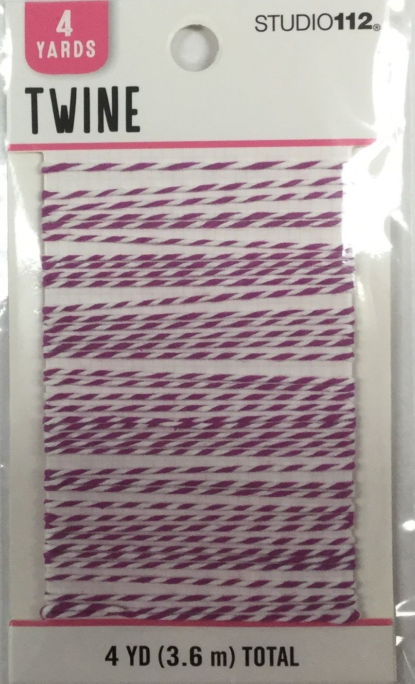 K& Company Studio 112 WARM PURPLE & WHITE Butcher Twine 4 yds. Scrapbooksrus