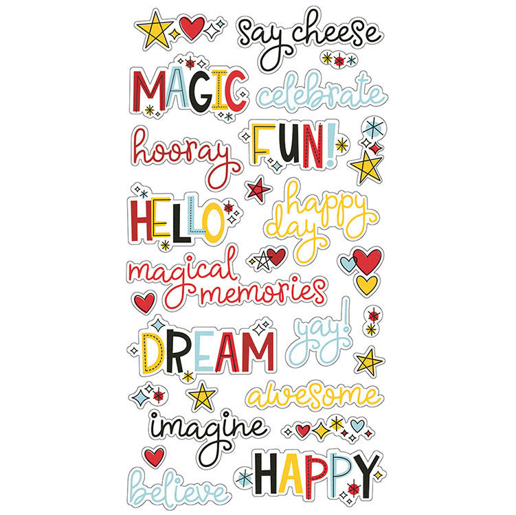 Simple Stories SAY CHEESE lV Chipboard Word Stickers 27pc Scrapbooksrus