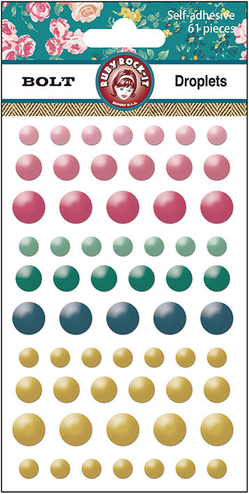 Ruby Rock-It BOLT Droplets Self Adhesive 61 pieces Scrapbookrus