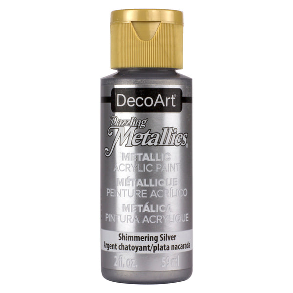 DecoArt Dazzling Metallics SHIMMERING SILVER Metallic Acrylic Paint 2oz