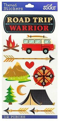 Ek Success ROAD TRIP WARRIOR Sticko Stickers 12pc Scrapbooksrus