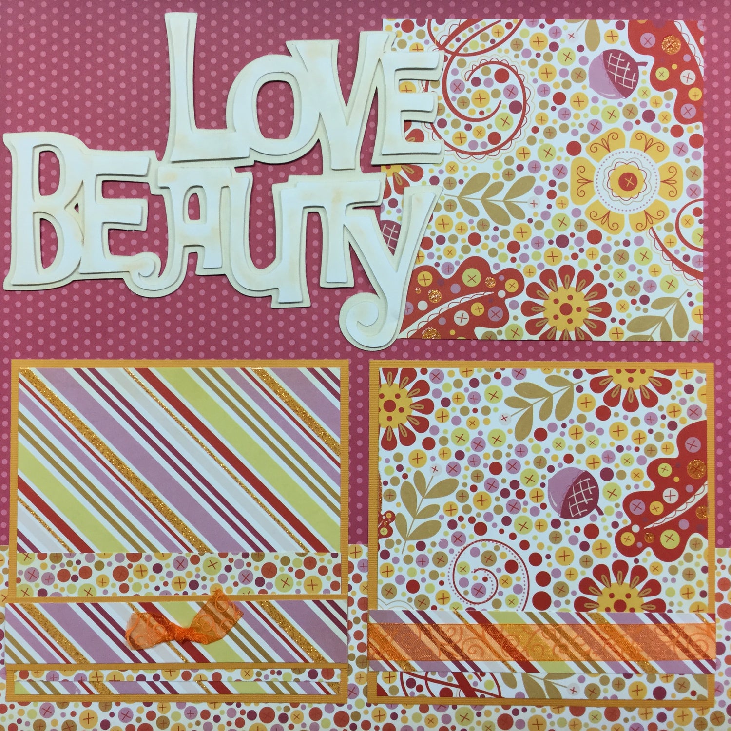 Premade Scrapbook Pages LOVE BEAUTY (2) 12”X12” Dear Layouts Scrapbooksrus