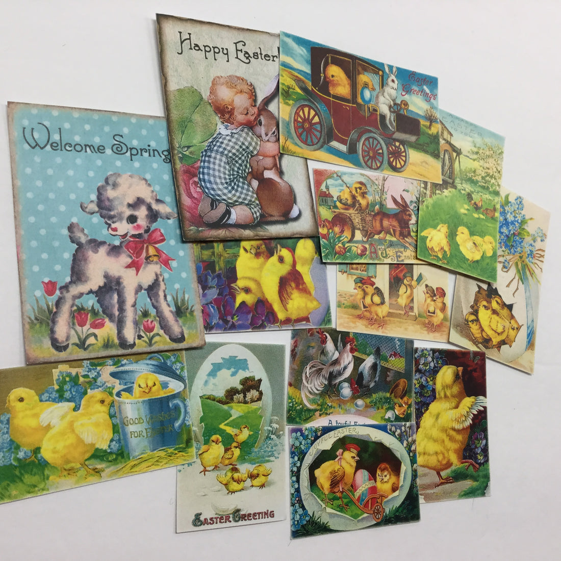 Tags & Ephemera 13pc EASTER CHICKS ROOSTERS BUNNIES TAGS Scrapbooksrus