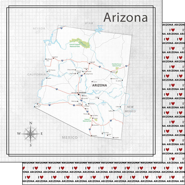 ARIZONA Scrapbook Customs 12"X12" Travel Paper Pack Scrapbooksrus