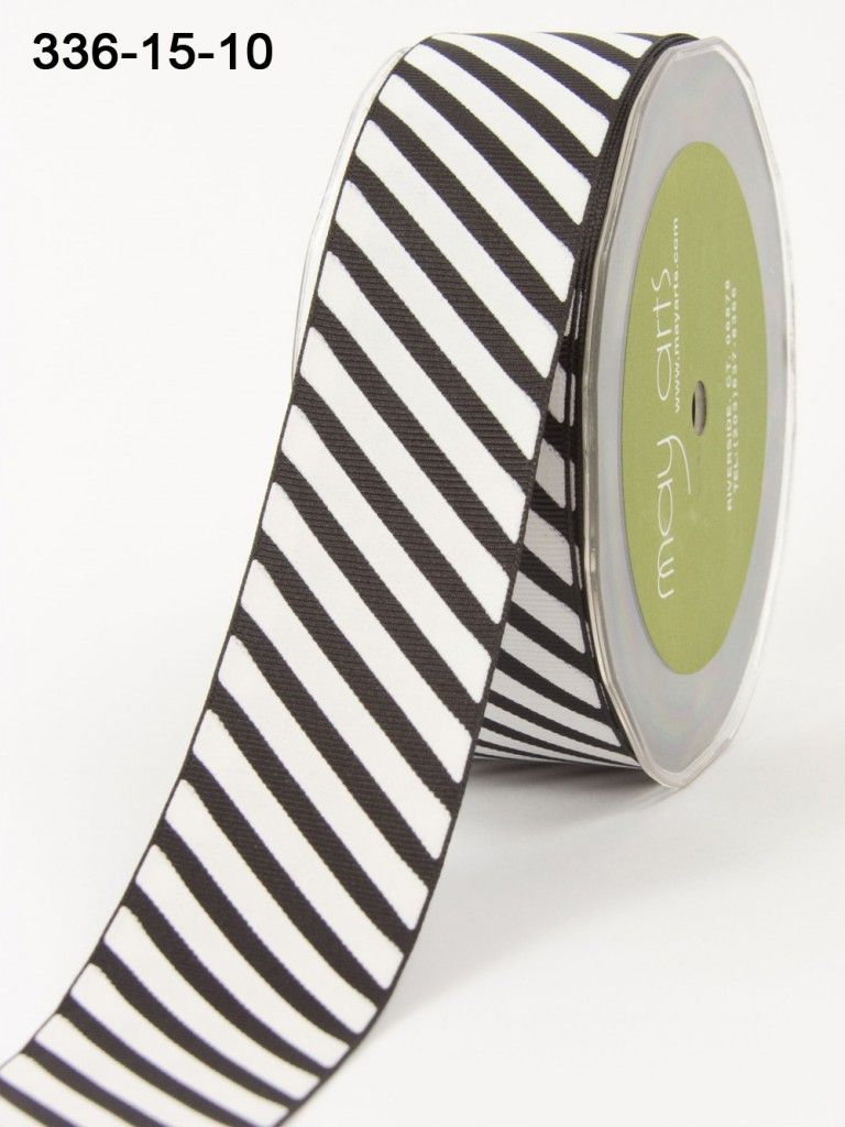 May Arts 1.5” Grosgrain Diagonal STRIPED RIBBON 1 yard Scrapbooksrus