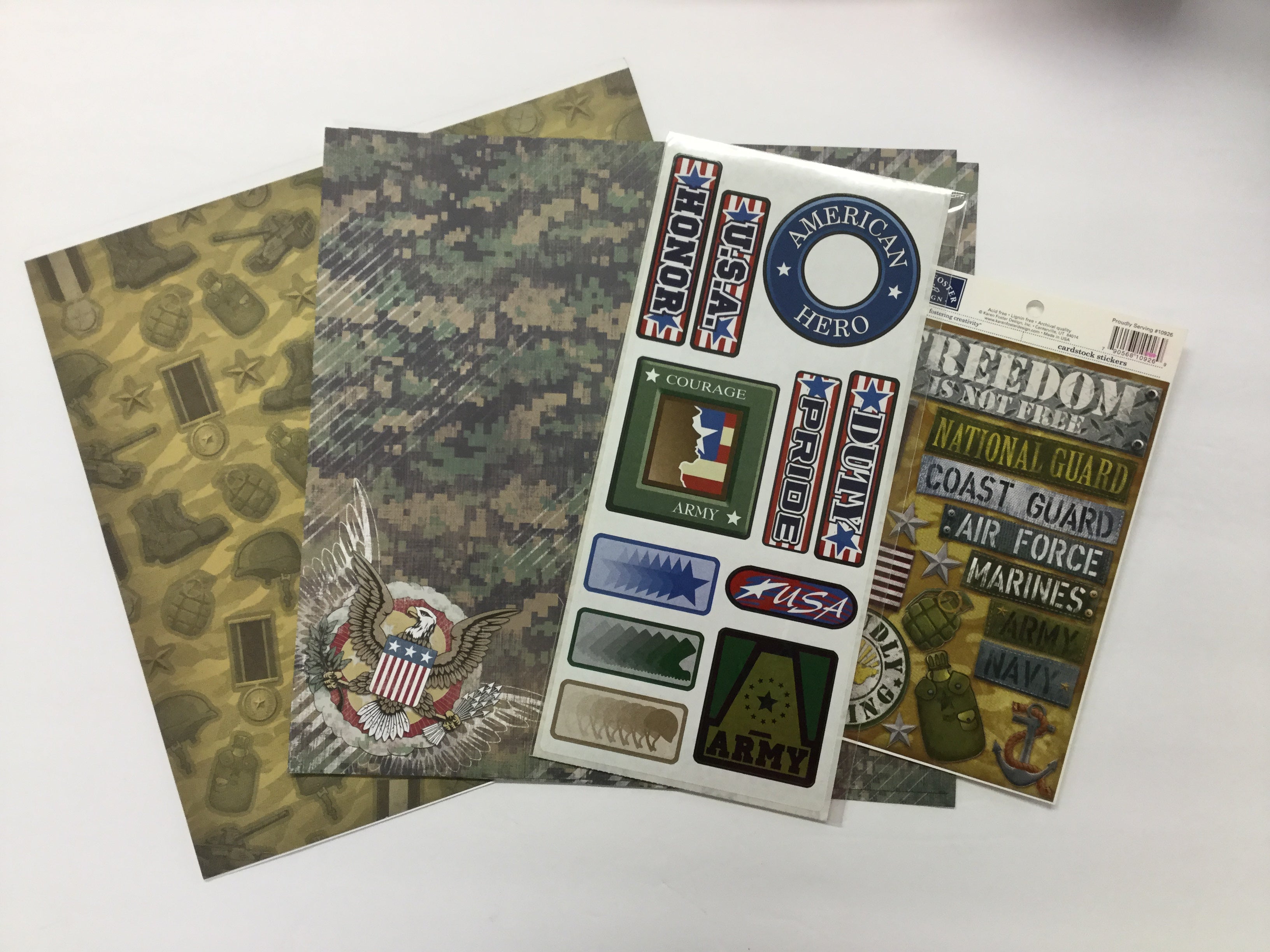 Karen Foster AMERICAN HERO 2 12"X12" Paper Stickers 6pc Scrapbooksrus