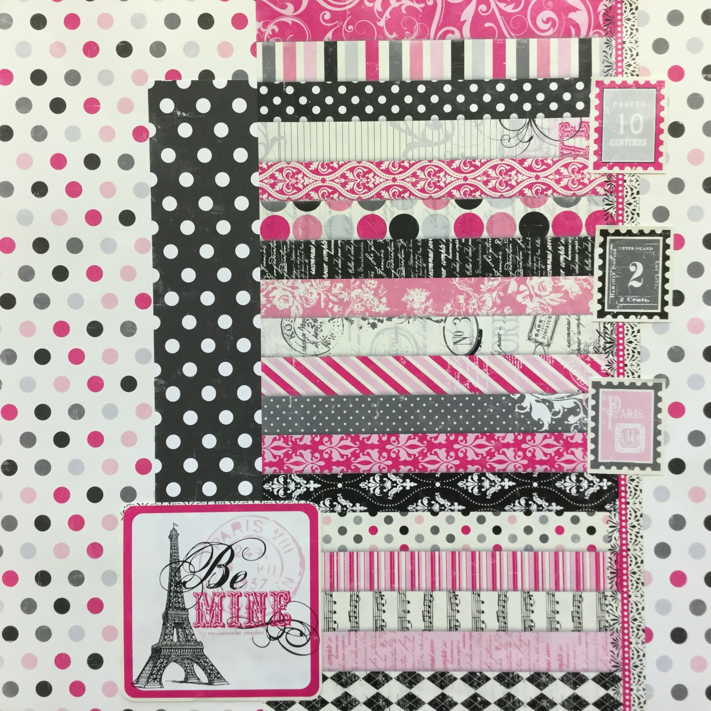 Premade Page BE MINE 12"x12" Scrapbook Paris Valentine Scrapbooksrus