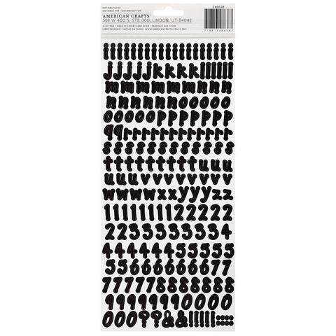 American Crafts Thickers BLACK Alphabet Stickers 4 Sheets Scrapbooksrus