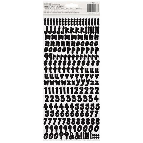 American Crafts Thickers BLACK Alphabet Stickers 4 Sheets Scrapbooksrus 