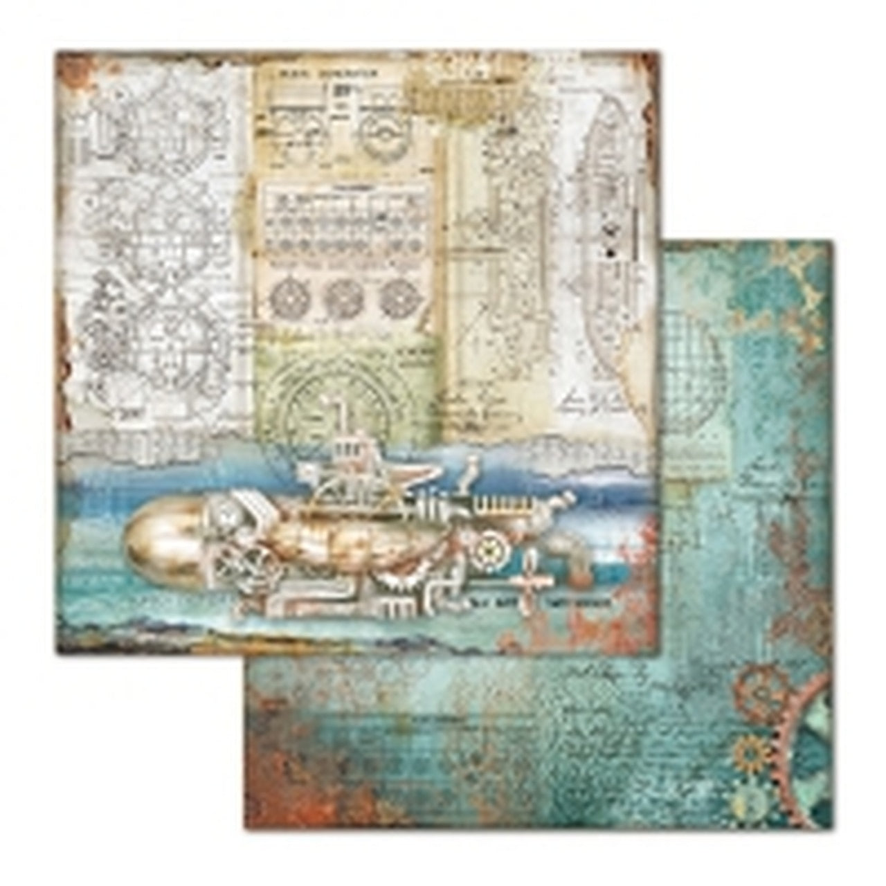 Stamperia MECHANICAL SEA WORLD 12"X12" Paper Pad Scrapbooksrus
