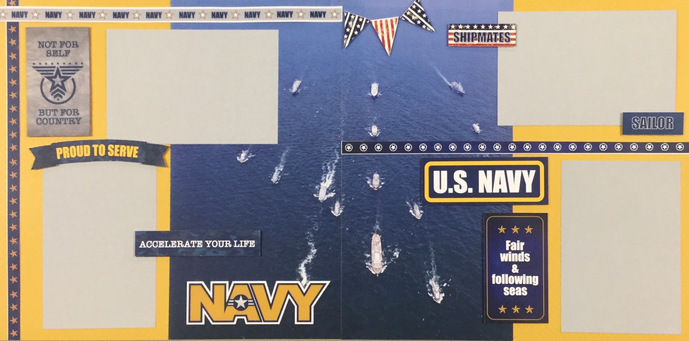 Premade Page (2) 12X12 NAVY Scrapbook @Scrapbooksrus