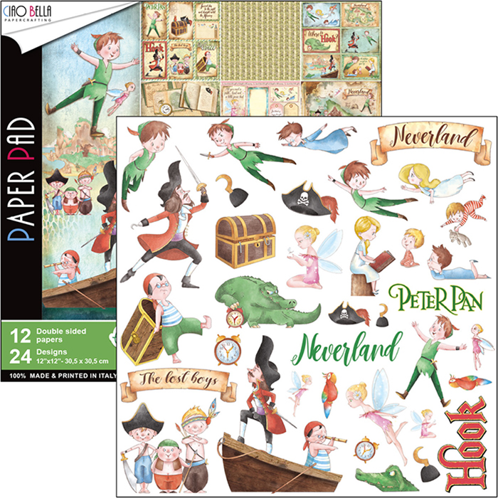 Ciao Bella NEVERLAND Paper Pad 12 Sheets Scrapbooksrus