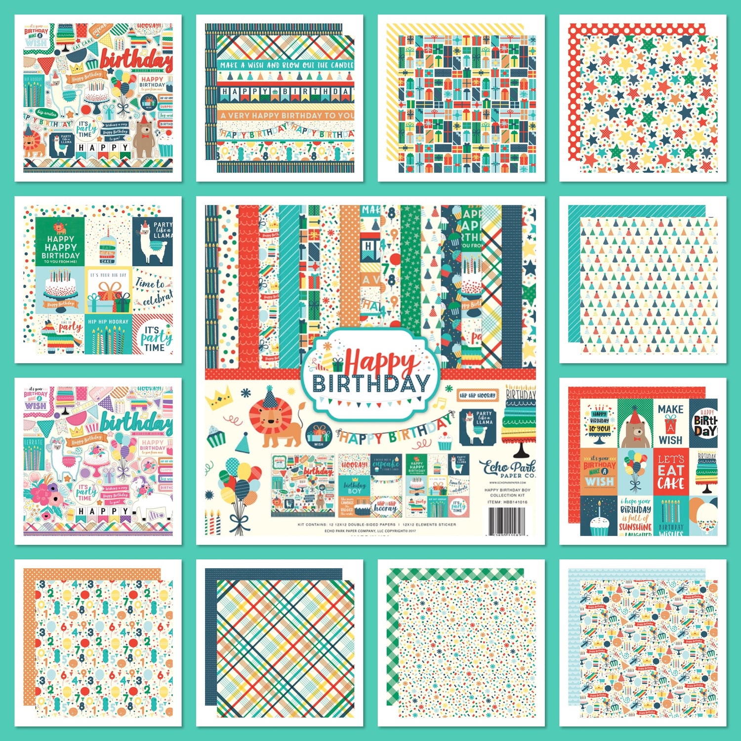 Echo Park HAPPY BIRTHDAY BOY 13pc 12”x12” Collection Kit Scrapbooksrus