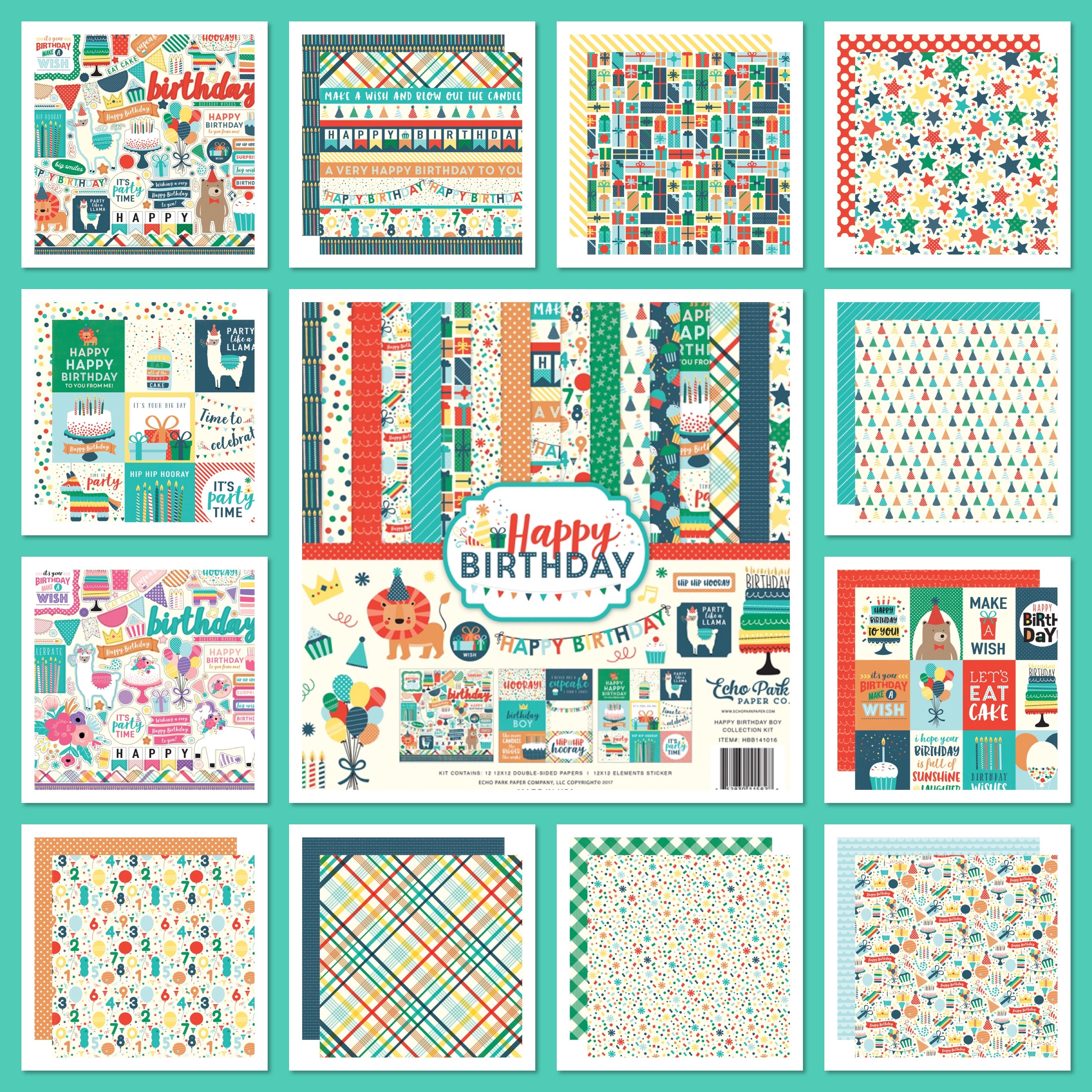 Echo Park HAPPY BIRTHDAY BOY 13pc 12”x12” Collection Kit Scrapbooksrus