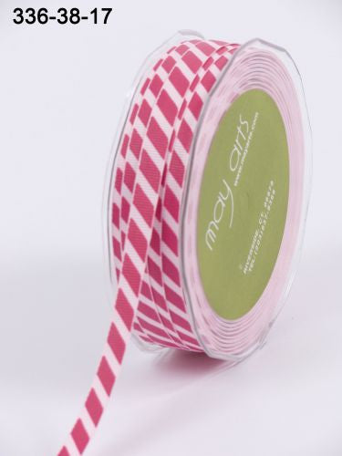 May Arts 1/4" DIAGONAL STRIPE Ribbon 1 yard yd - Scrapbook Kyandyland