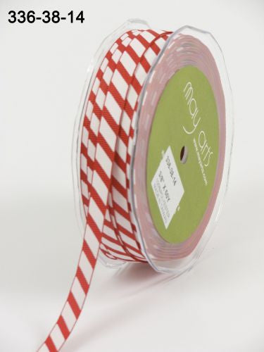 May Arts 1/4" DIAGONAL STRIPE Ribbon 1 yard yd - Scrapbook Kyandyland