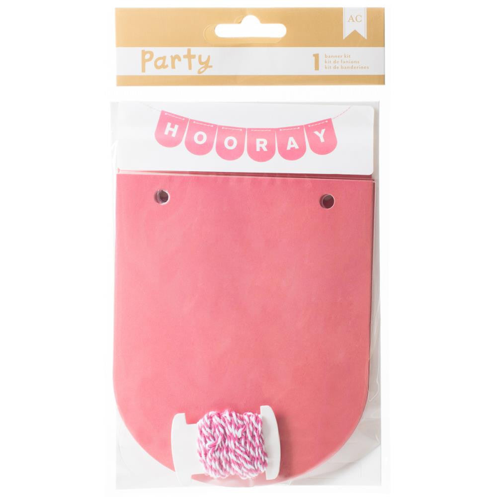 American Crafts DIY Party Banner Kit Pink &amp; White - Scrapbooksrus