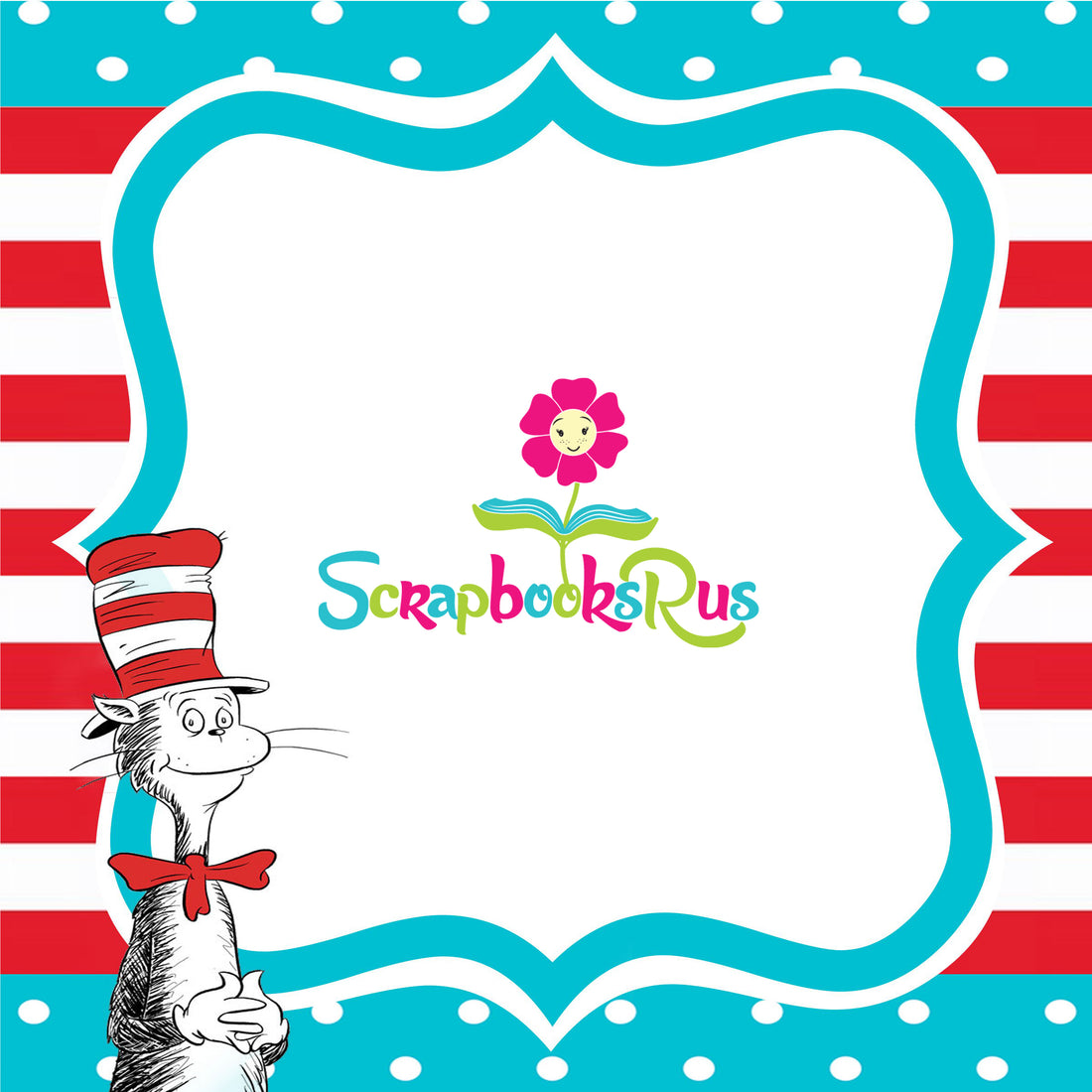 Dr. Seuss CAT IN THE HAT FRAME 12"x12" Scrapbook Paper