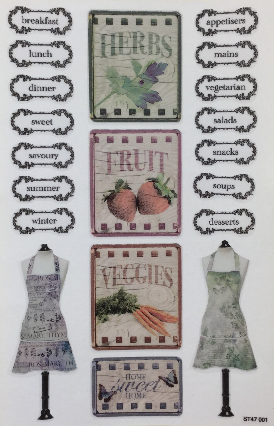 FabScraps ORGANIC APRON Peel Off Stickers 20pc Scrapbooksrus